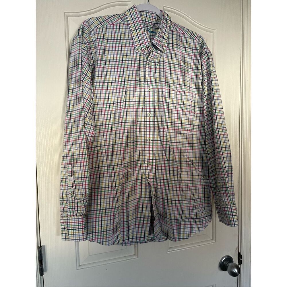 Alan Flusser Mens Multi Color Plaid Buttons Down Long Sleeve Shirt Size L